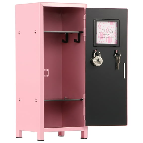 Mini Locker with Lock and Key Rustproof Metal Small Locker Portable Mini Locker Cabinet Practical Mini Storage Locker with Compartments for Desktop Girls Boys