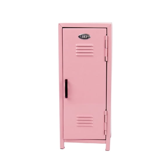 Mini Locker Miniature Storage with Lock, Small Cute Functional Locker for Desktop Bedroom Home, 4.5x4.5x10.8" Pink