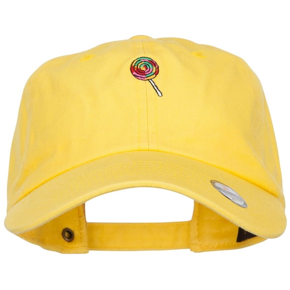 Mini Lollipop Embroidered Unstructured Cap - Yellow OSFM
