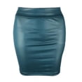 thumbnail image 1 of Mini/Long Skirt Solid Color High Waist Slim Fit Skinny Matte Faux Leather Cozy Commuter Bodycon Skirt Streetwear, 1 of 7