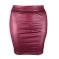 thumbnail image 1 of Mini/Long Skirt Solid Color High Waist Slim Fit Skinny Matte Faux Leather Cozy Commuter Bodycon Skirt Streetwear, 1 of 7