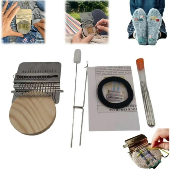 Mini Loom Machine, Speedweave Darning Loom Quickly Mini Mending Convenient Darning Loom for Mending Jeans Socks Clothes Loom Machine Makes Beautiful Stitching DIY Weaving Arts(14 Needles)