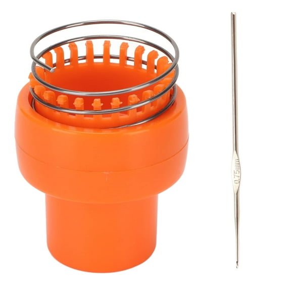 Mini Loom Machine, Wire Crochet Loom Orange Ergonomic Design Auto Release Safe Durable Wire Crochet Knitter for Hat Scarf Socks