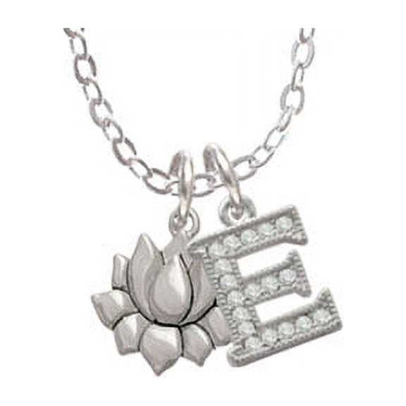 Mini Lotus - E - Crystal Initial Sophia Necklace, 18"+1"