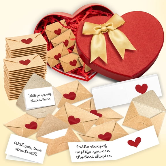 Mini Love Note Set Heart Box Couple Romantic Greeting Cards