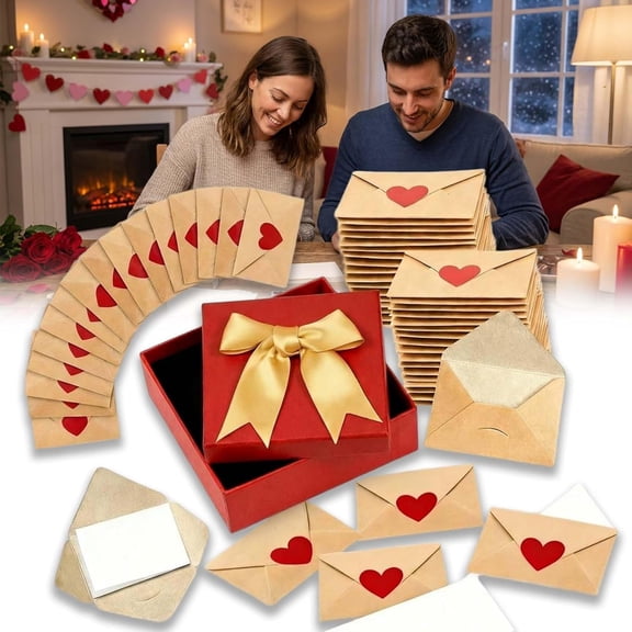 Mini Love Notes with Envelopes, Mini Envelopes with Blank Cards - Mini Blank Cards & Envelopes for Him Her, Valentines Day Love Cards with Heart Stickers