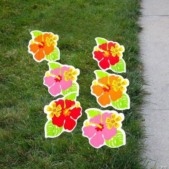 Mini Luau Sidewalk Signs, Luau, Party Decor, 6 Pieces