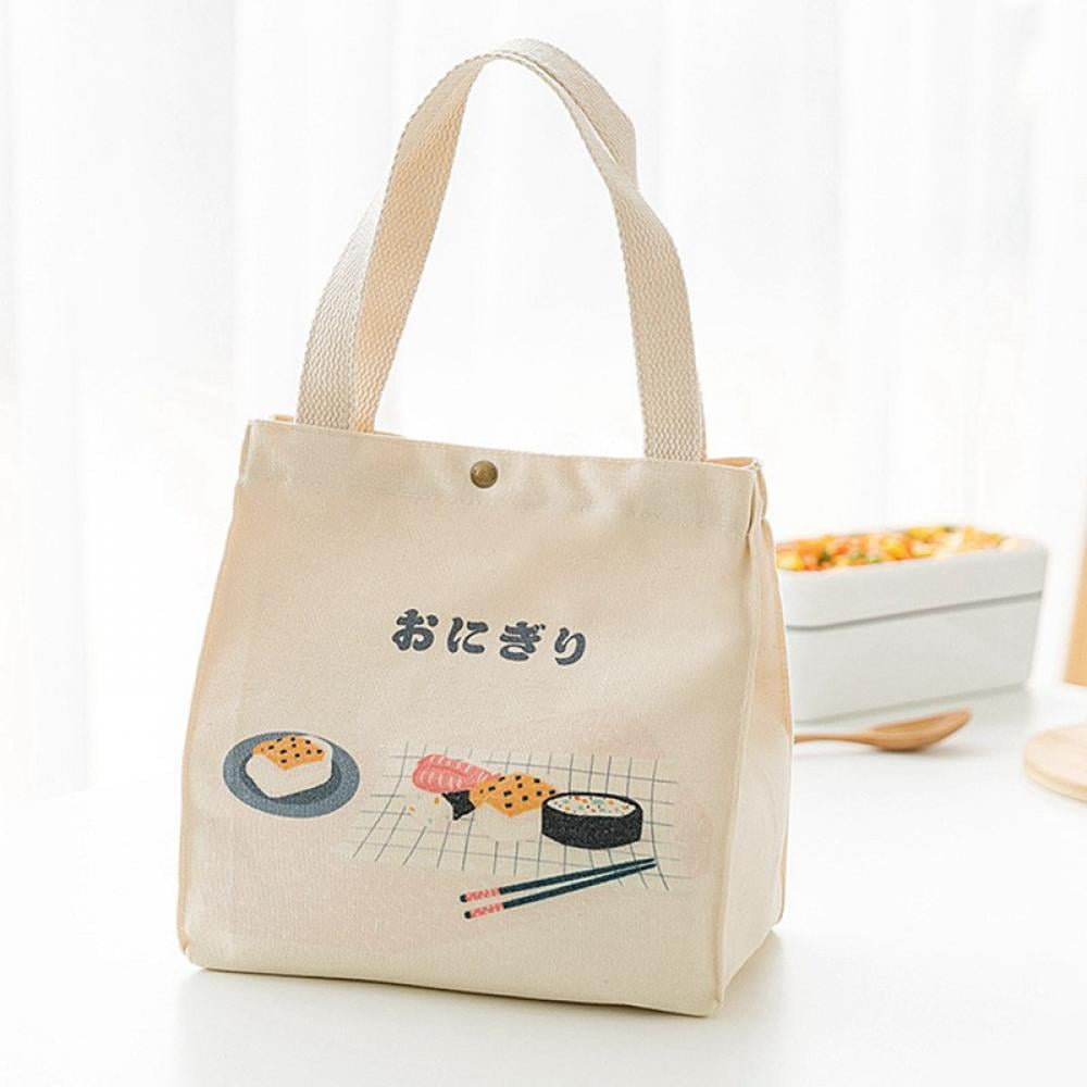 Mini Lunch Tote Pouch Reusable Small Cute Canvas Lunch Bag with Drawstring Suitable for Teen Girls Women Kids for Picnic Camping Travel School Office Japanese Style Walmart