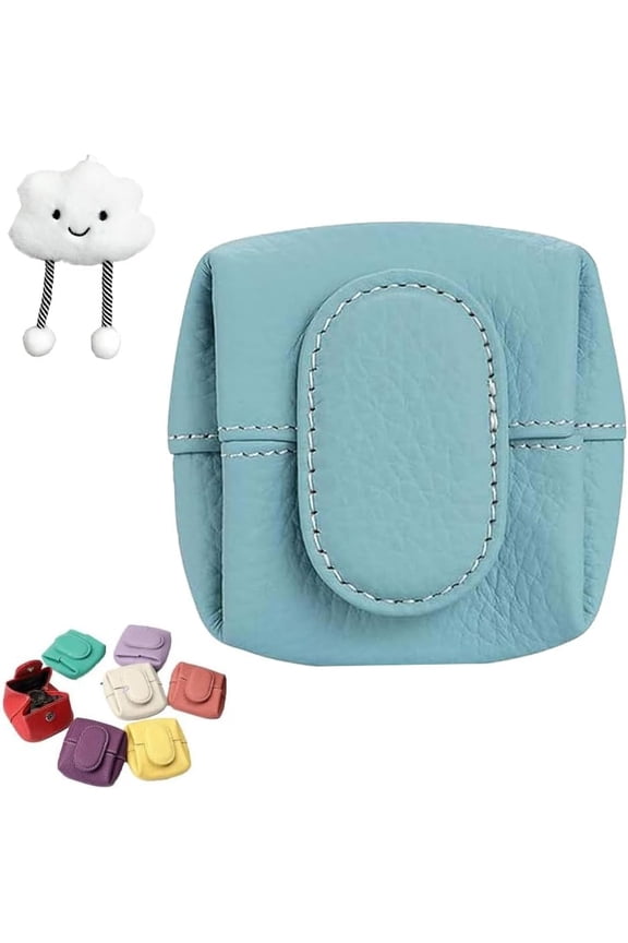 Mini Lychee Pattern Coin Purse, Top Grain Leather Small Ladies' Wallet with Key Buckle, Women Solid Color Keys Change Bag(A)