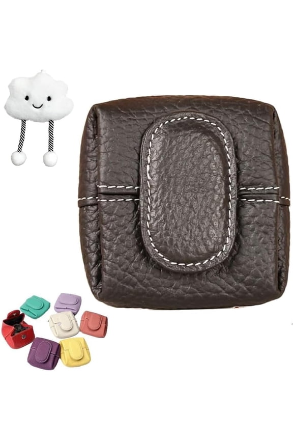 Mini Lychee Pattern Coin Purse, Top Grain Leather Small Ladies' Wallet with Key Buckle, Women Solid Color Keys Change Bag(B)