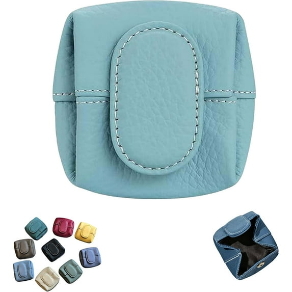 Mini Lychees Coin Purse, Solid Color Coin Purse with Zipper and Key Buckle, Casual Leather Storage Bag for Daily Use (blue)