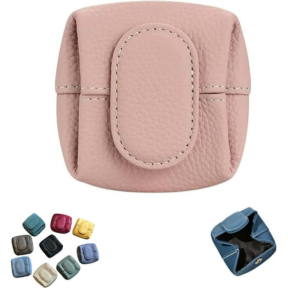 Mini Lychees Coin Purse, Solid Color Coin Purse with Zipper and Key Buckle, Casual Leather Storage Bag for Daily Use (blue)