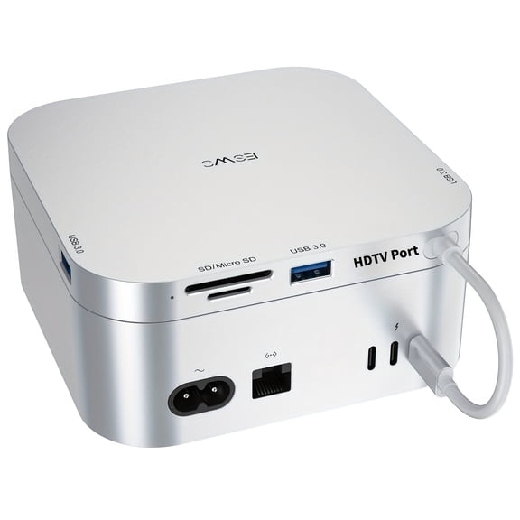 Mini M4 Dedicated 6-in-1 Docking Station, Portable High-Speed Data Transfer Hub with Card Reading & Audio Video Transmission Ports