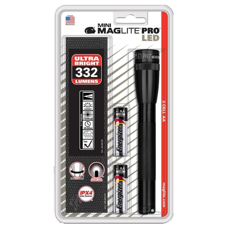 Lampe Torche Mag-Lite Mini-Pro LED - 332 Lumens - Noire - Autonomie 2.5h