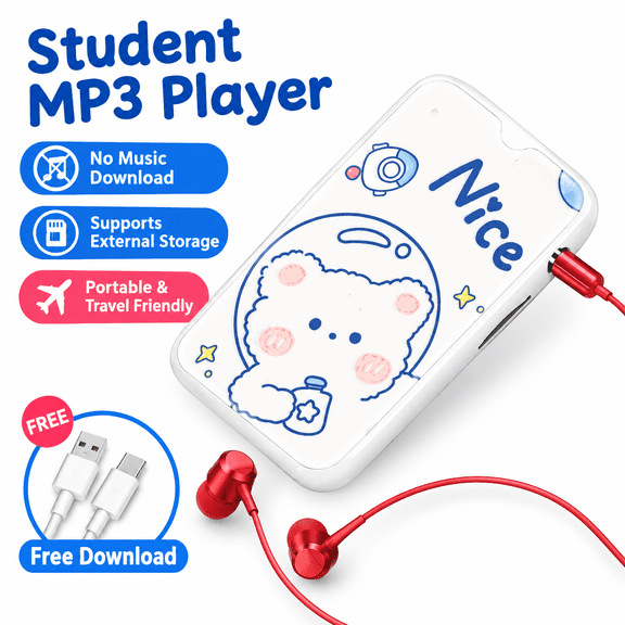 Mini MP3 Music Player for Students, Screen -Free, 3.5mm Headphone Jack, Simple Controls, for Travel, Walking and Exercise, 8GB