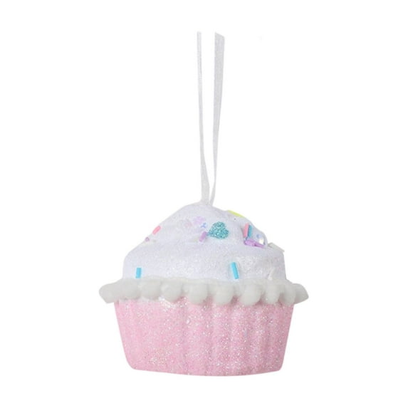 Mini Macaron Christmas Cupcake Ornament – Pastel Foam Donut Cake Hanging Decoration for Tree, Gift Box & Holiday Decor