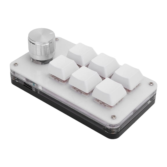 Mini Macro Mechanical Gaming Keyboard 6-Key One Handed USB Type C PC Keypad Programming RGB Pad Dustproof Red Switch (3.94 in / 10 cm)