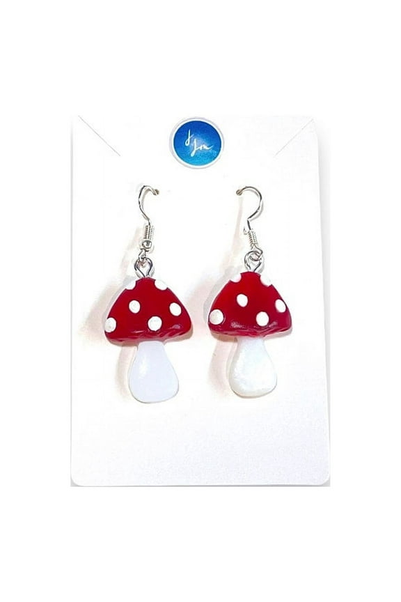 Mini Magic Mushroom Dangle Earrings, Glow In The Dark Womens Festival Rave Jewelry, Cute Fun Quirky Gift For Her, Nature Lover Accessories