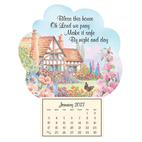Mini Magnetic Calendar Ideal for Refrigerator, Filing Cabinet or Tool Box 4 inches x 6 inches Bless This House