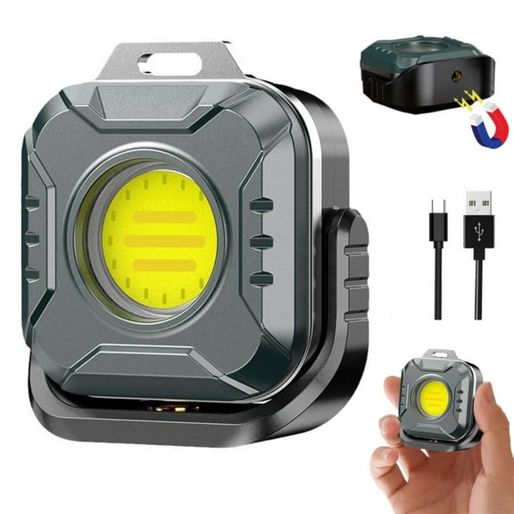 Mini Magnetic Camping Lights, Portable USB Rechargeable Work Flashlight Hanging Emergency Keychain Lights for Outdoor Hiking Tent Repair Travel