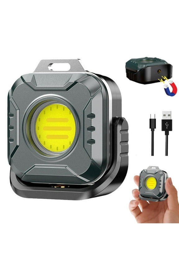 Mini Magnetic Camping Lights, Portable USB Rechargeable Work Flashlight Hanging Emergency Keychain Lights for Outdoor Hiking Tent Repair Travel