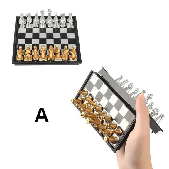 Mini Magnetic Chess Set, Portable Travel Chess Board Game with Folding Board, Compact Pocket Chess Game for Kids, Teens and Adults, Family Strategy Game,A
