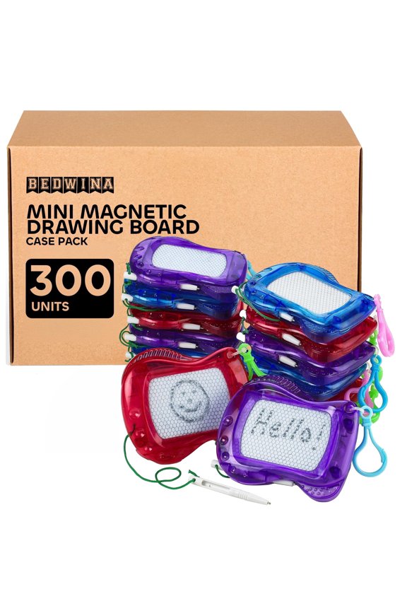 Mini Magnetic Drawing Board for Kids - (Bulk 300 Pcs) Backpack Keychain Clip Drawing Boards, Erasable Doodle Sketch Writing Pad Boys & Girls, Birthday Kids Party Favors & Goodie Bags Stuffers