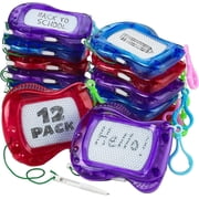 Mini Magnetic Drawing Board For Kids - pack Of 12 Keychain Clip Drawing Boards, Erasable Doodle Sketch Writing Pad Boys & Girls, Birthday Prizes Party Favors For Kids & Stocking Stuffers For Kids