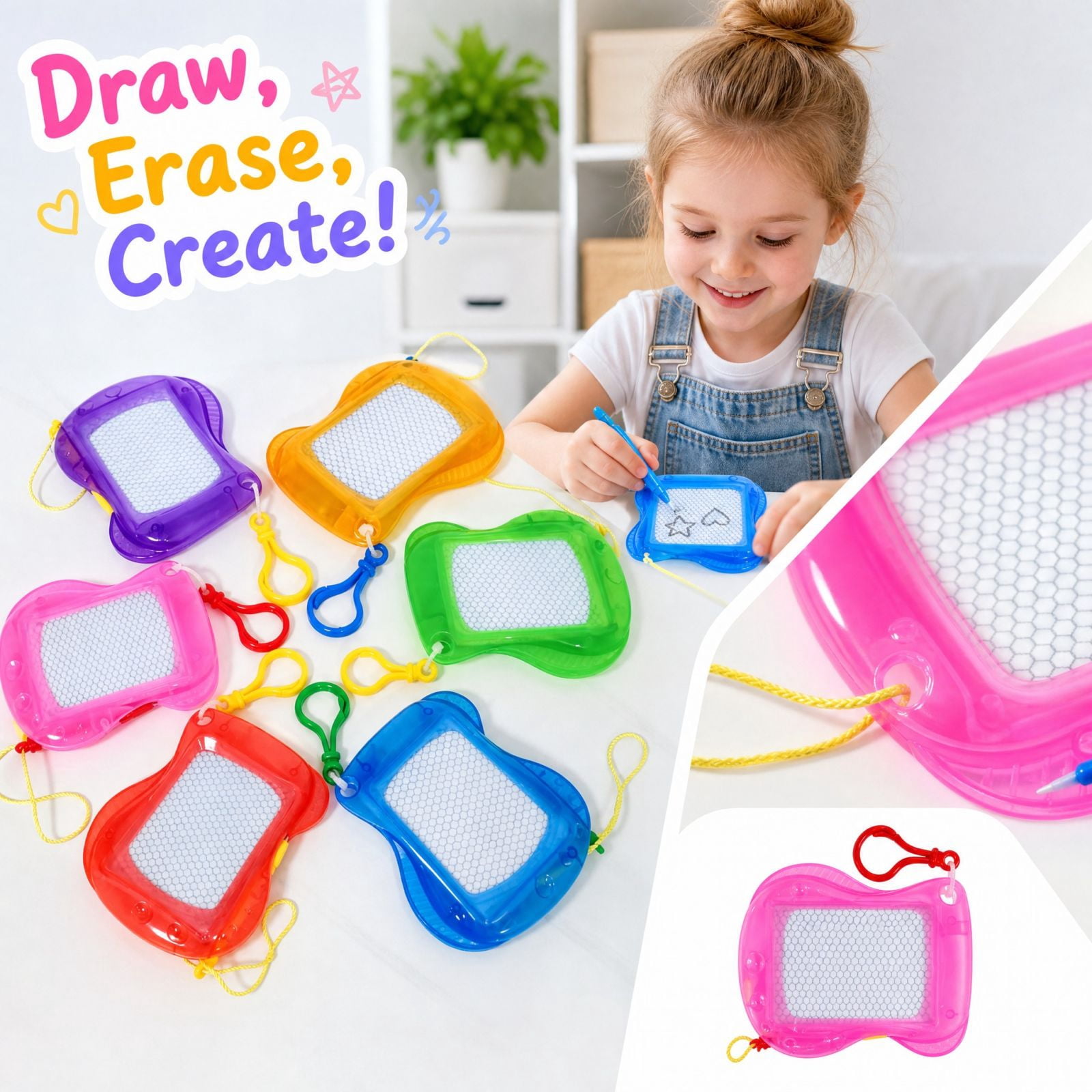Mini Magnetic Drawing Board Toy with Keychain and Stylus, Red, for ...