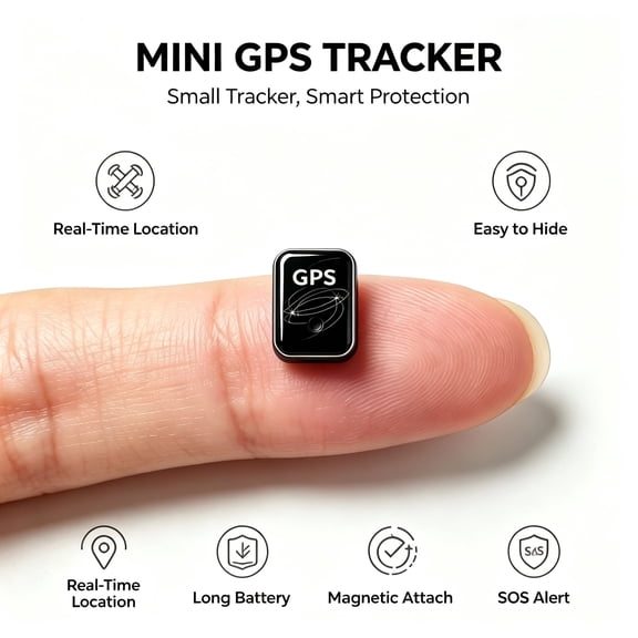 Mini Magnetic GPS Tracker, Real Time Location Tracking Device with SOS Alert, Geo-Fence & Location History for Vehicle, Kids, Elderly, Luggage