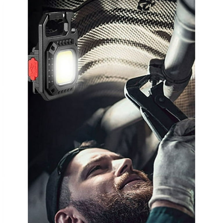 800 Lumen COB Mini Flashlight - Rechargeable Keychain Light With Magnetic Base & Bottle Opener