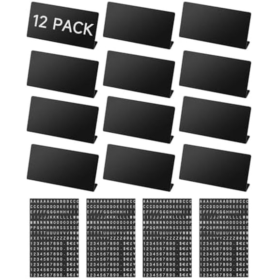Mini Magnetic Letter Display Signs, Chalkboard-Style Reusable Food Price Labels, Durable Metal Kit with 12 Boards, 900 Magnetic Characters for Bakery, Café, Dessert Shop, Deli & Catering Use