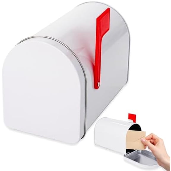 Mini Mailbox,6 x 4 Inch Small White Tin Mailboxe,Present Mail Box Decor,Outdoor Indoor,Role Playing,Mail House$$Tools & Hardware Other