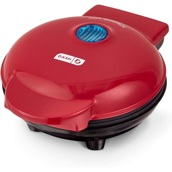 Mini Maker Portable Grill Machine + Panini Press for 4" Burgers, Sliders, Sandwiches, Chicken + Other On the Go Breakfast, Lunch, or Snacks with Recipe Guide - Red