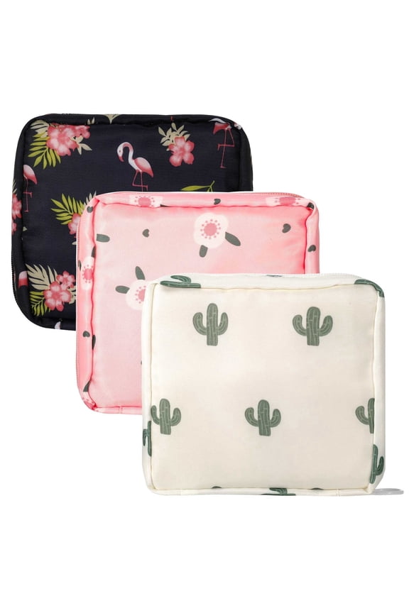 Mini Makeup Bag Set, 3 Pieces Travel Cosmetic Pouches, Small Portable Toiletry Bags, Waterproof Nylon Lipstick Bag with Zipper for Women