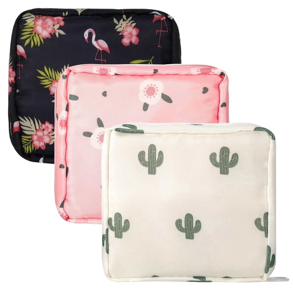 Mini Makeup Bag Set, 3 Pieces Travel Cosmetic Pouches, Small Portable Toiletry Bags, Waterproof Nylon Lipstick Bag with Zipper for Women