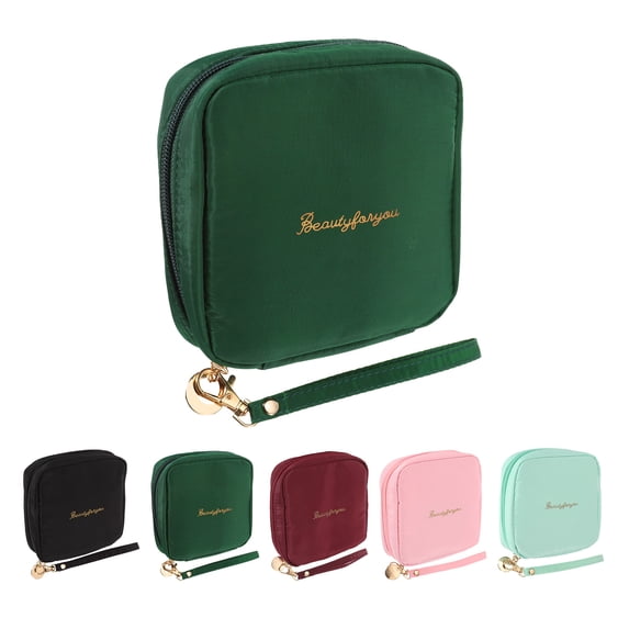 Mini Makeup Bag for Purse, Small Cute Zipper Travel Cosmetic Bags Preppy Toiletry Storage Pouch for Coin Sanitary , Green