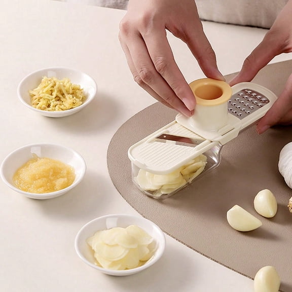 Mini Mandoline Slicer 3 In 1 - Ginger Garlic Grater, Vegetable Chopper With Container