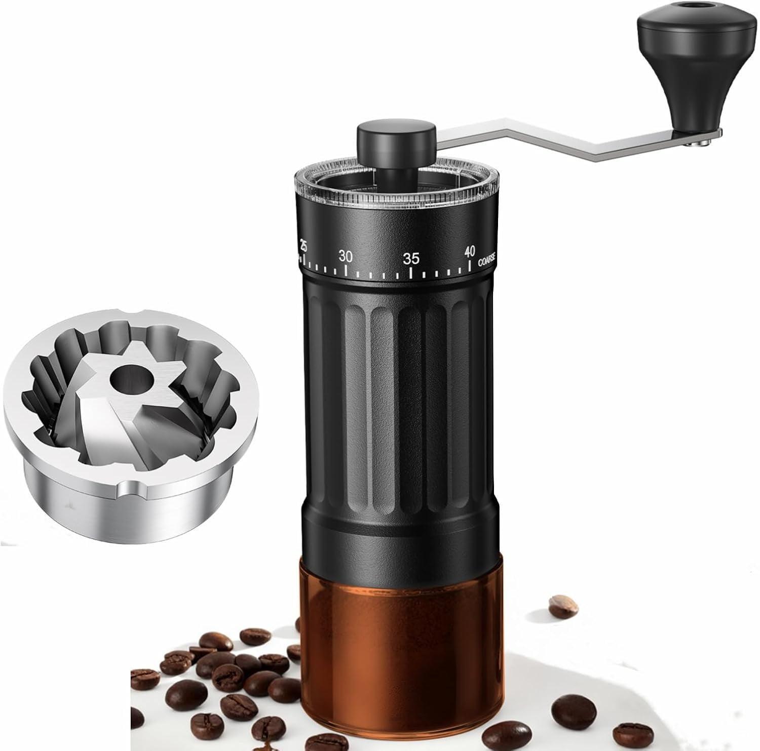 Mini Manual Coffee Grinder with 40 Adjustable Settings, Portable Hand Coffee Bean Mill with 30g Capacity, Conical Burr Coffee Grinder with Crank for Travel, Camping, Office, Espresso, Pour Over, etc