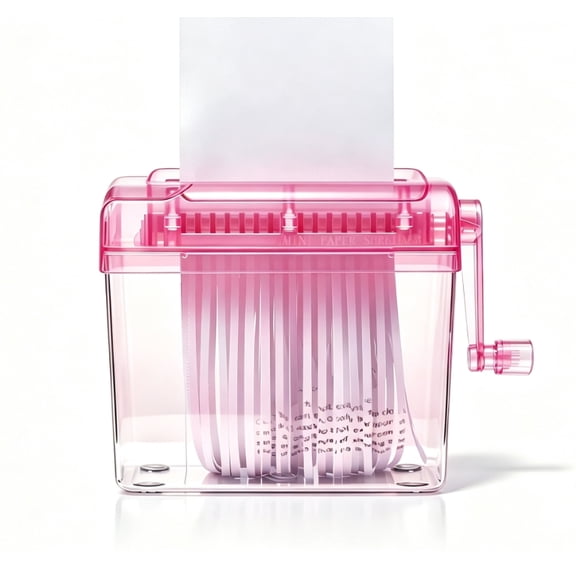 Mini Manual Paper Shredder, Portable Manual Paper Shredder, Document and Paper Cutting Tool, For Home Use, Office Desk Stationery, Pink