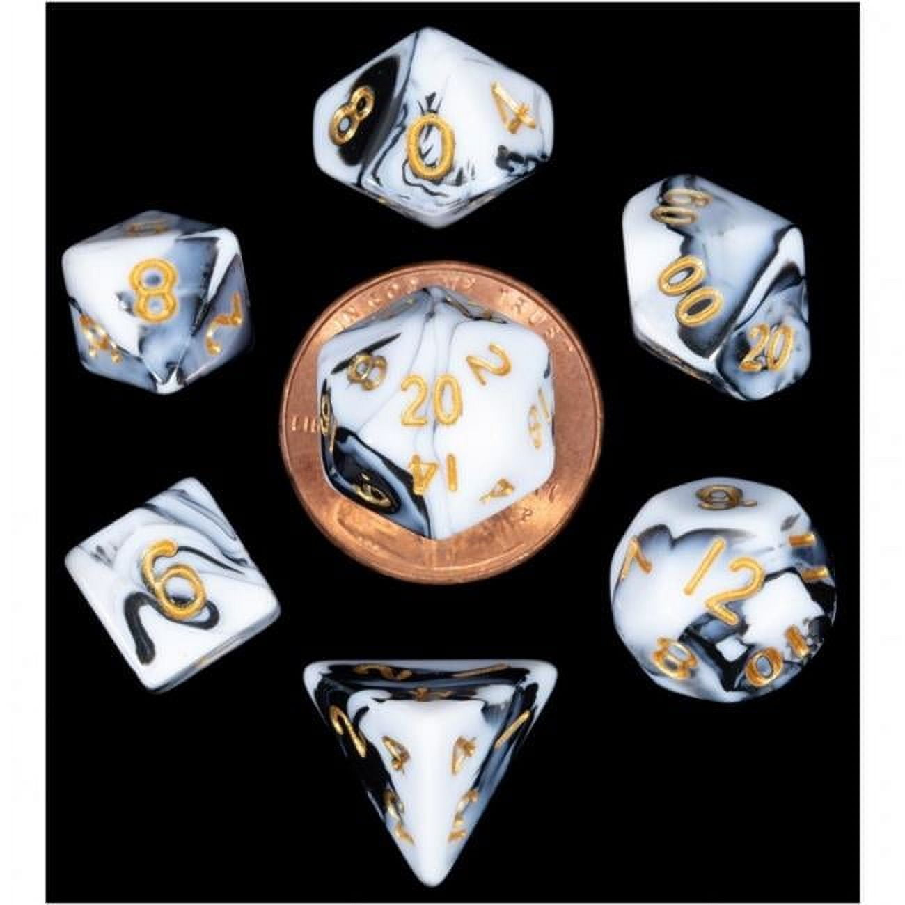 Mini Marble with Gold Numbers Dice Games - Set of 7