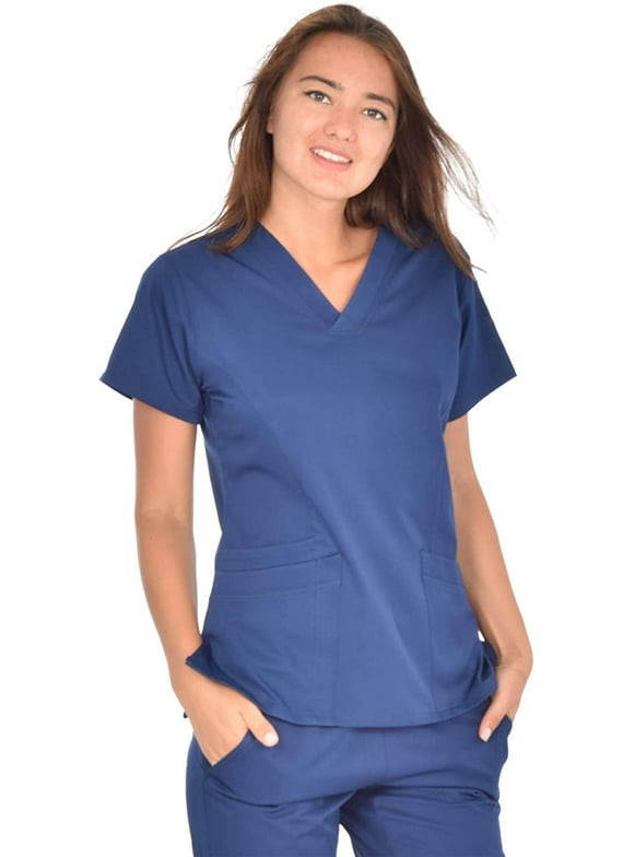 Mini Marilyn Women's 4-Way Stretch V-Neck 3 Pocket Scrub Top