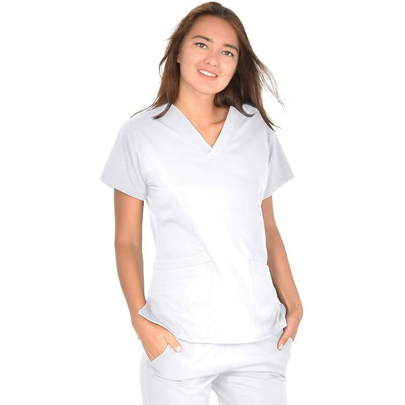 Mini Marilyn Women's 4-Way Stretch V-Neck 3 Pocket Scrub Top