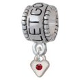 thumbnail image 1 of Mini Maroon Birthday Crystal Heart - Let Go Let God Charm Bead, 1 of 1