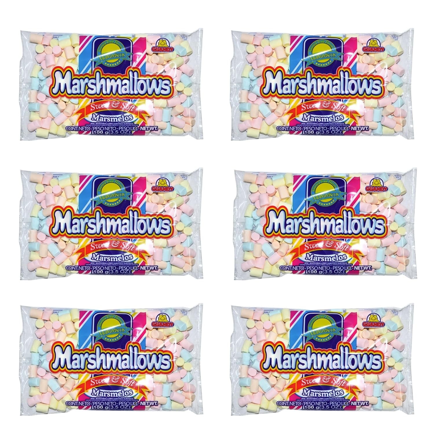 Mini Marshmallows, Fruity Flavour , 6 x 3.5 oz, Conveniant Pack
