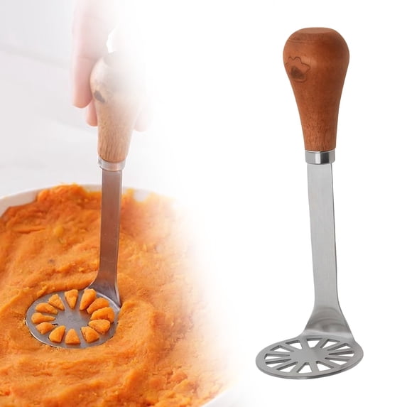Mini Masher Set, High Performance Stainless Steel Mashed, Potatoes Mashed with Wooden Handle, Masher Kitchen Tool for Potatoes, Avocado, Beans, Meat, Vegetables (Mud Masher),G