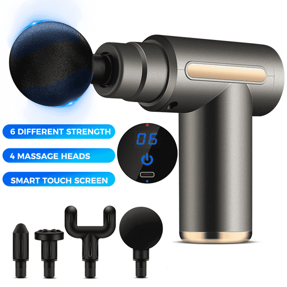 Mini Massage Gun, 6 Speeds Neck Massager, Percussion Deep Tissues, Ultra Quiet, Handheld for Back, Neck & Pain Relief, Gray