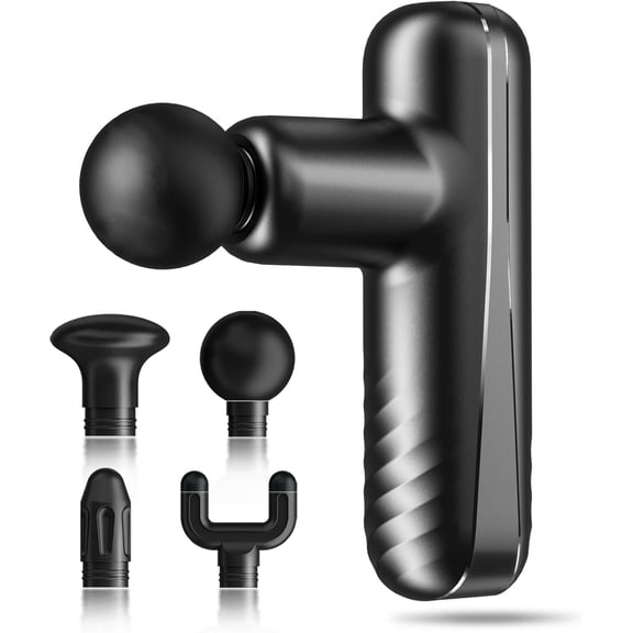Mini Massage Gun for Deep Tissue Percussion - Portable Handheld Massager for Muscle Relaxation with 4 Massage Heads High-Intensity Vibration Rechargeable Small Massage Gun