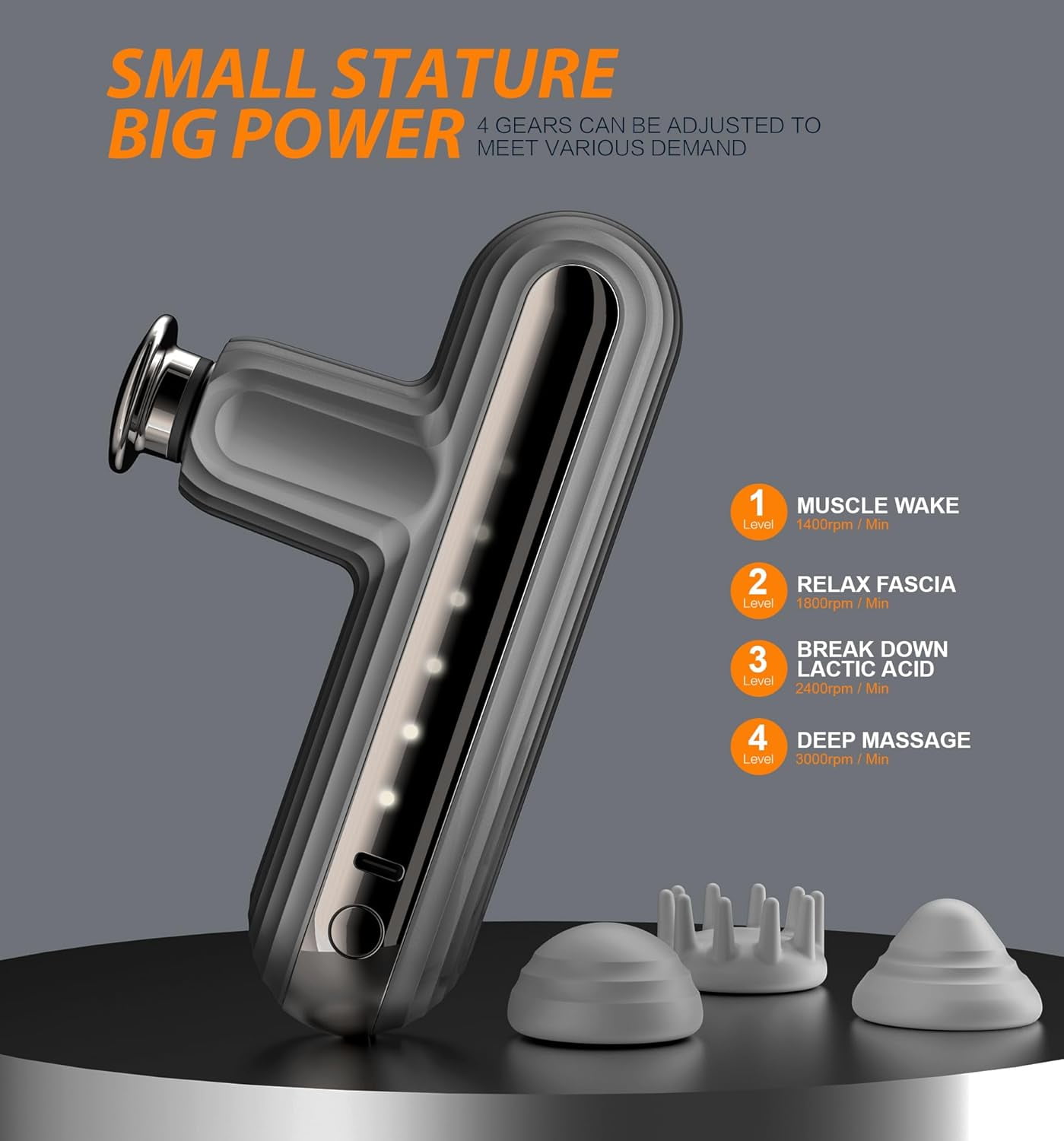 Mini Massage Gun, Pocket-Sized Deep Tissue Massager Gun, Portable Percussion Muscle Massager Gun, Convenient, Easy and Practical, Ultra Small & Quiet Muscle Massage (Dark Grey)