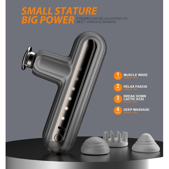 Mini Massage Gun, Pocket-Sized Deep Tissue Massager Gun, Portable Percussion Muscle Massager Gun, Convenient, Easy and Practical, Ultra Small & Quiet Muscle Massage (Dark Grey)